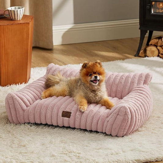 Bedsure Cute Cat Couch for Pets - Fluffy Small Dog Sofa with Premium Soft Corduroy Fleece