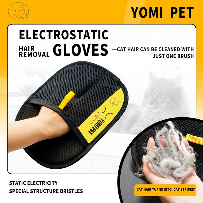 Pet Hair Remover Electrostatic Gloves Two-Way Brush Sticky Hair Remover Cat Hair Dog Hair Glover Grooming Removal Cleaning